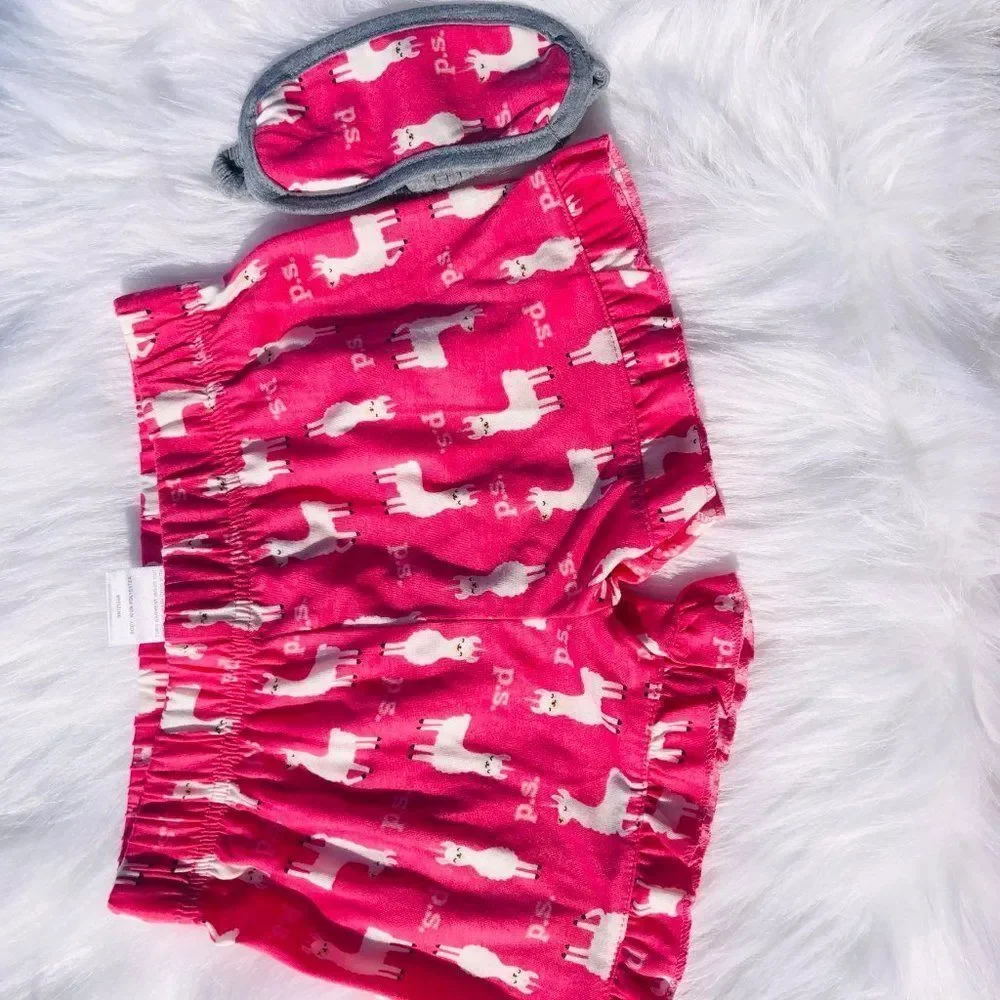 BRAND NEW‎ AEROPOSTALE LLAMA PAJAMAS & SLEEP MASK SET FOR GIRLS
